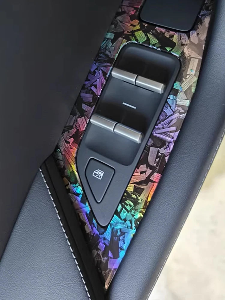 Glossy Laser Forged Carbon Fiber Wrap Vinyl Motorcycle Stickers Rainbow Holographic Forged Carbon Car Body Color Change Film