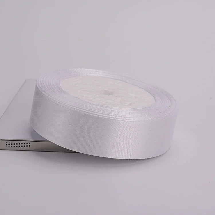 (25yards/roll)6mm-75mm White Silk Satin Ribbons Wedding Decorative Ribbon Gift Wrapping DIY Handmade Materials 9 Size - 25mm 