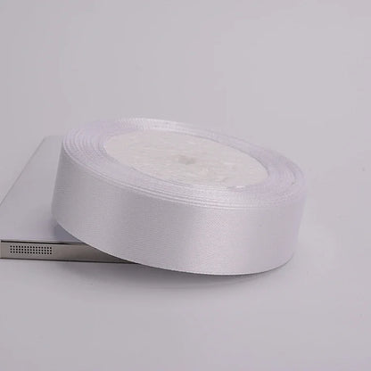 (25yards/roll)6mm-75mm White Silk Satin Ribbons Wedding Decorative Ribbon Gift Wrapping DIY Handmade Materials 9 Size - 25mm 