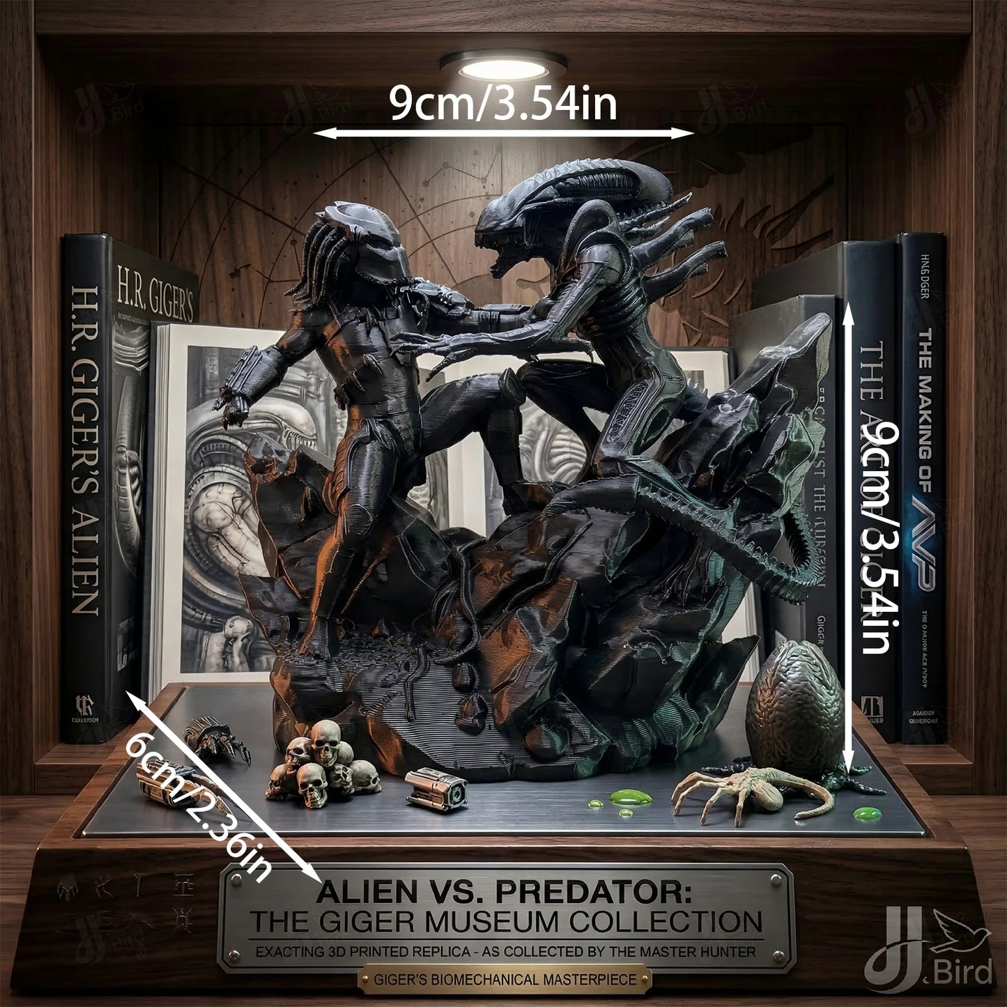 Alien Hunter VS Alien Monster Ornament, Dark Fantasy Style, Collectible Figurine, Home Desk Decoration, Creative Sculpture
