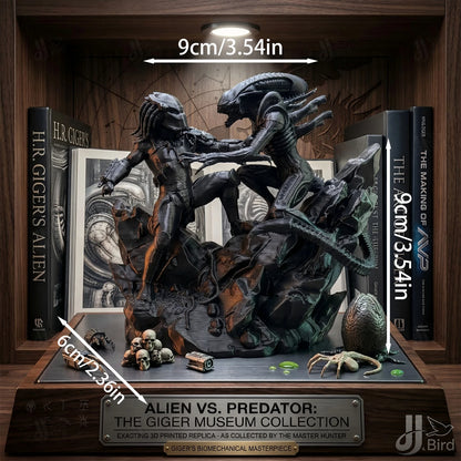 Alien Hunter VS Alien Monster Ornament, Dark Fantasy Style, Collectible Figurine, Home Desk Decoration, Creative Sculpture