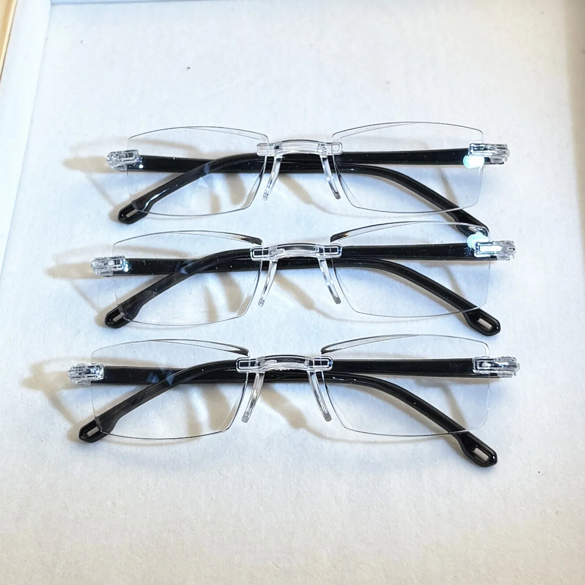 5-14-20 Pack Vintage Style Rimless Reading Glasses Rectangular Frame, Blue Light Blocking, Anti-Fatigue, Unisex, Lightweight 