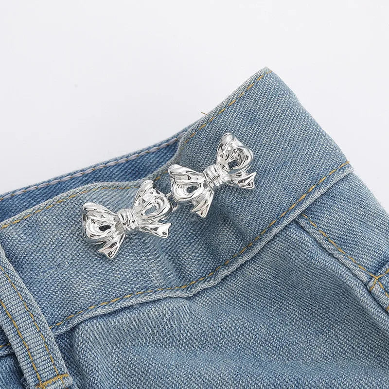 Bowknot Button Adjuster for Pants Skirts Waist Tightener Adjustable Waist Buckle for Jeans No Sewing Required Clothing Suppli