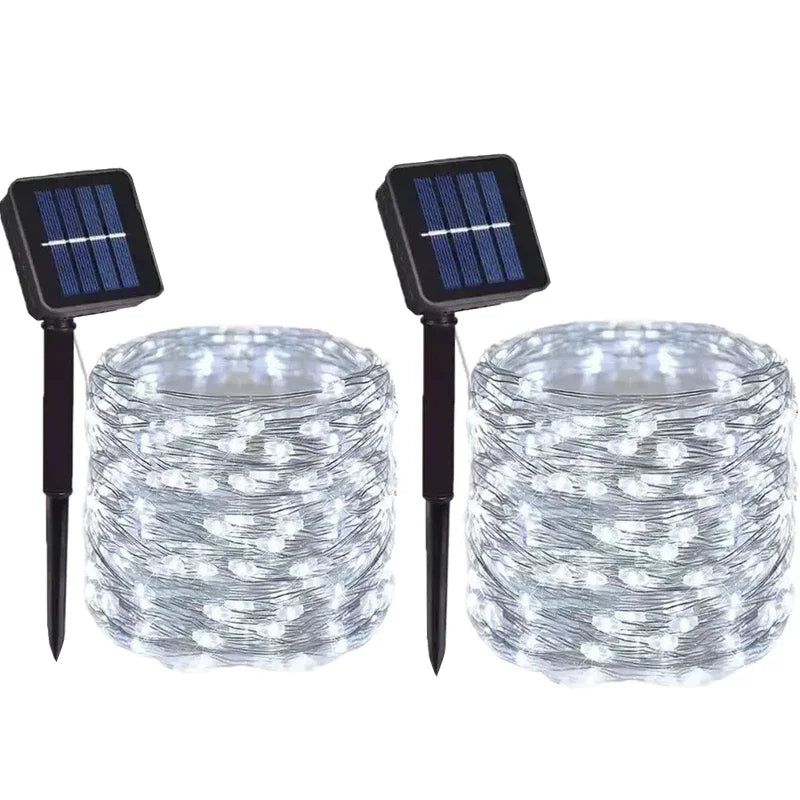 1 2 3 4 5Packs Solar Led Fairy Light Outdoor Christmas Lights 8Modes Copper Wire Lights Waterproof Garden Tree Patio Decor - 