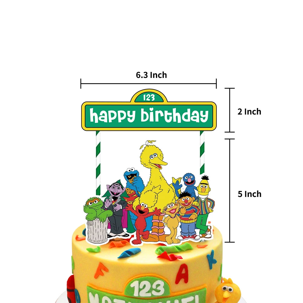 Cartoon Sesames Street Birthday Party Decor Elmo and Friends Theme Tablecloth Plate Balloon Set Cake Decor Baby Shower - 1pcs