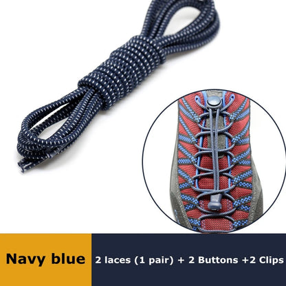 1Pair Shoelaces for Sneaker Elastic No Tie Shoe Laces Stretching Lock Lazy Laces Quick Rubber Shoelace Round Shoestrings - Na