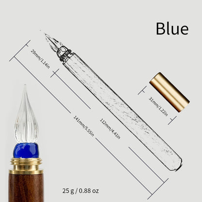 SeamiArt 1pc Wood Handle Glass Dip Pen for Calligraphy Students Writing Stationery Gift Fountain Pen Stationery Supplies - Bl