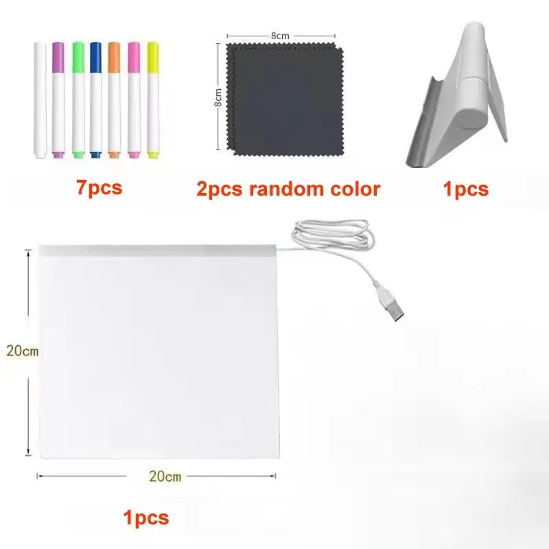LED Light-Up Acrylic Message Board Erasable USB Drawing Board Birthday Gift Bar Advertising for Creative Activities with Stan