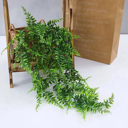 Persian fern Leaves Vines Home Room Decor Hanging Artificial Plant Plastic Leaf Grass Wedding Party Wall Balcony Decoration