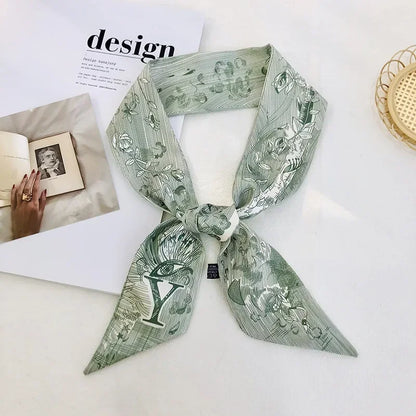 Super Beautiful Scarf 26 Letters Silk Scarf Headband Jungle Alphabet Print Bag Streamer Women Fashion Brand Design Silk Scarf