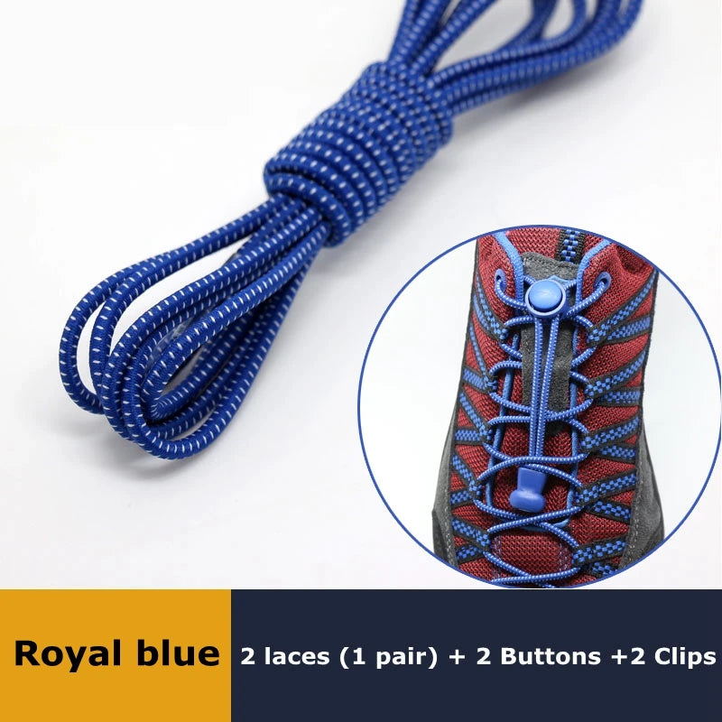 1Pair Shoelaces for Sneaker Elastic No Tie Shoe Laces Stretching Lock Lazy Laces Quick Rubber Shoelace Round Shoestrings - Ro