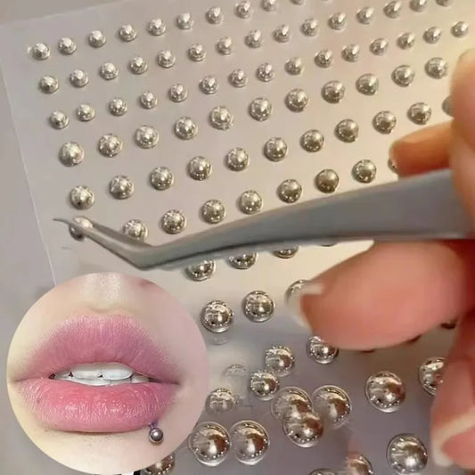 180pcs Non Piercing Lip Nails Sticker Selfadhesive Waterproof Reusable Fake Lip Nail Eyebrow Nose Ring Body Belly Button Jewe