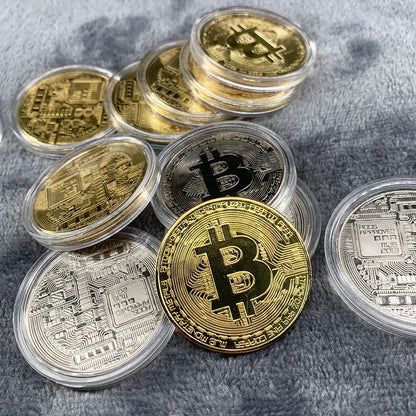 Gold Plated Bitcoin Coin Collectible Art Collection Gift Physical Commemorative Casascius Bit BTC Metal Antique Crafts Imitat