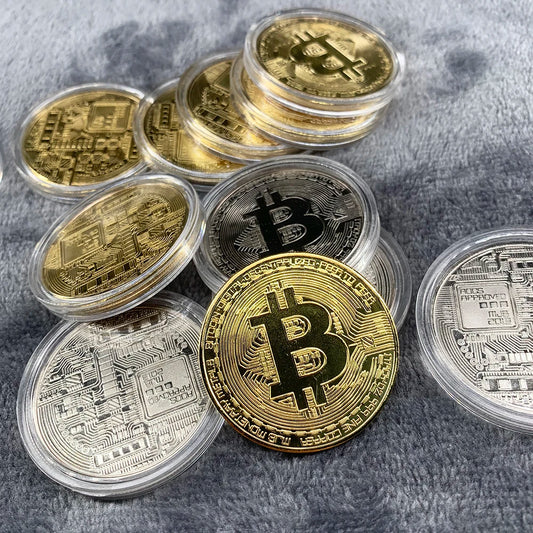 Gold Plated Bitcoin Coin Collectible Art Collection Gift Physical Commemorative Casascius Bit BTC Metal Antique Crafts Imitat