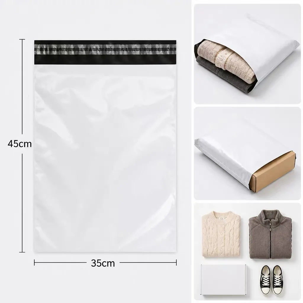 50Pcs White Courier Mailer Bags Packaging Poly Package Plastic Self-Adhesive Mailing Express Bag Envelope Postal Pouch Mailin