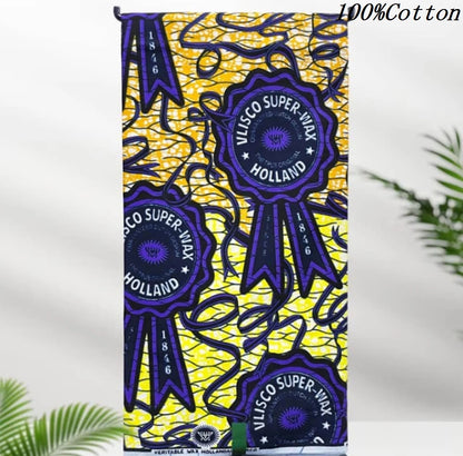 New African Ankara Batik Fabric Super Real Wax African Cotton Material Prints Wax Tissu For Sew 6yards