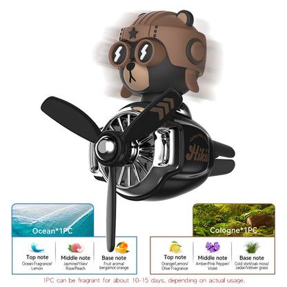 Rotating airplane pilot bear car air fresheners accessories interior decorations fan vent clips perfume fragrance diffuser ar