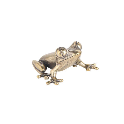 Retro Brass Mini Frog Miniatures Figurines Vintage Animal Figurine Toad Desktop Ornaments Home Decoration Crafts Tea Pet Deco