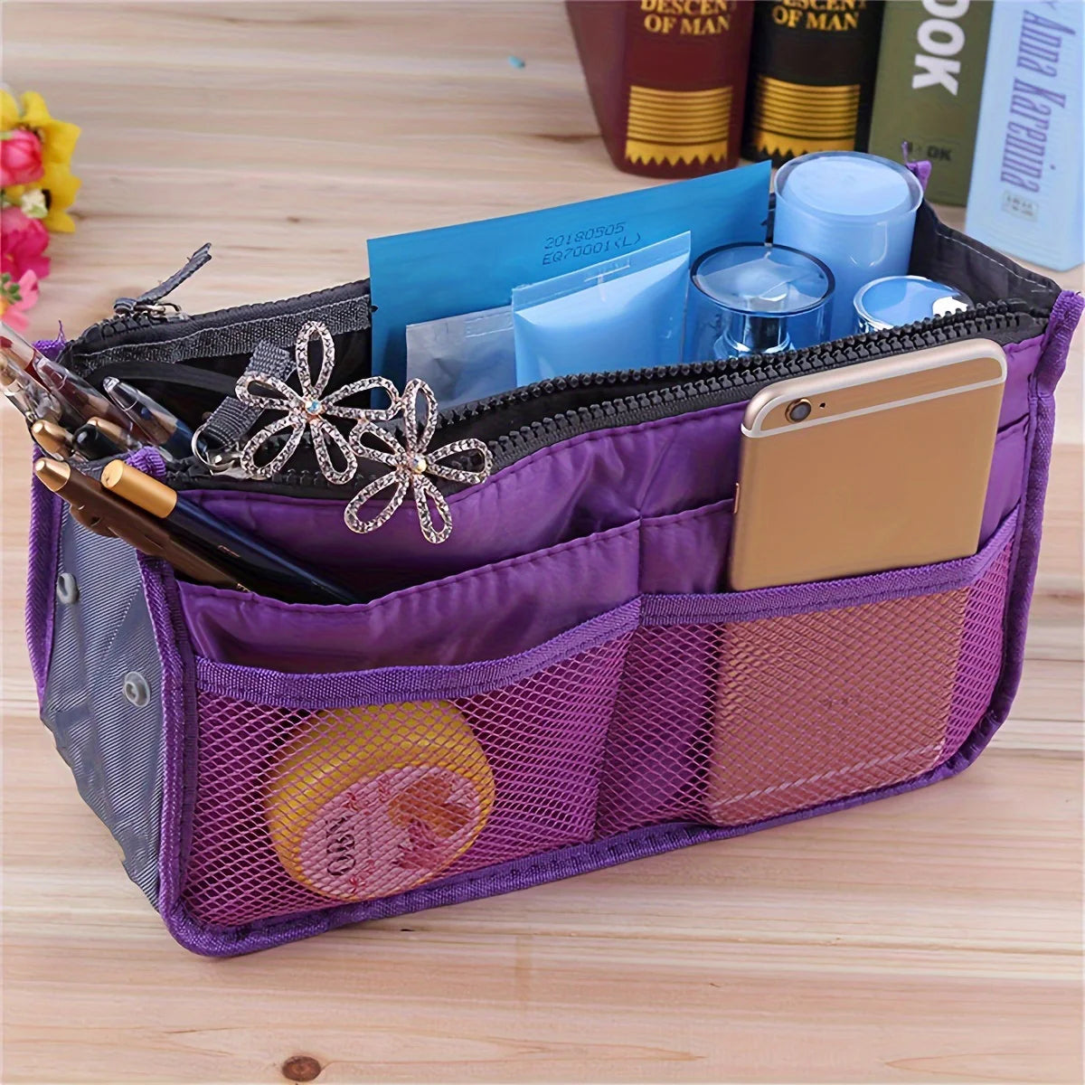 Multifunctional Bi-fold Storage Bag Double Zipper Large Capacity Storage Arrangement Makeup Toiletries Large Classification B