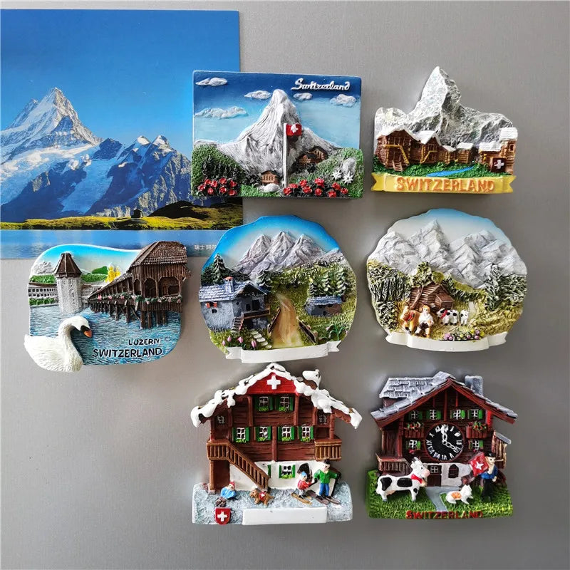 Switzerland Tourist Souvenir Fridge Magnets Jungfraujoc Luzern Zermatt Zermatt Geneva Bern Basel Interlaken Home Decor Sticke