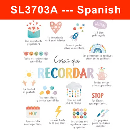 Spanish/English Things To Remember Kids Wall Sticker Art Spanish Office Decor Spanish or English Calming Corner Baby Room Dec