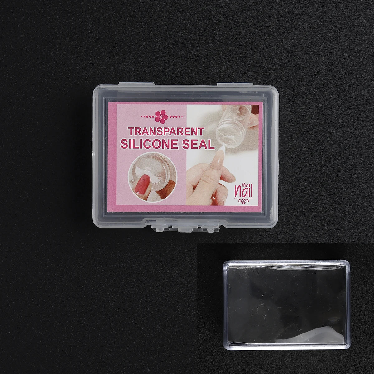 Square Clear Silicone Nail Stamp Set, Alcohol-Cleanable, Suitable for Large Plates, Includes Scraper and Replacement Stamp He