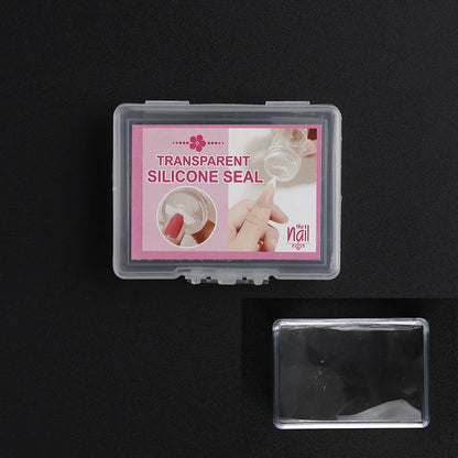 Square Clear Silicone Nail Stamp Set, Alcohol-Cleanable, Suitable for Large Plates, Includes Scraper and Replacement Stamp He