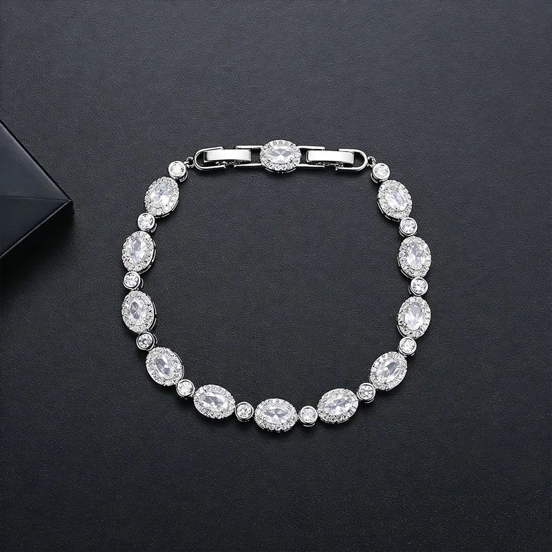 SLBRIDAL Sparkling Charm Fashion Cubic Zircon Bracelets Girls CZ Daily Bracelet Gift Wedding Bridal Bridesmaids Women Jewelry