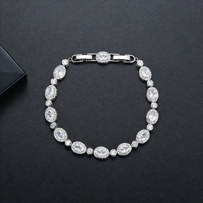 SLBRIDAL Sparkling Charm Fashion Cubic Zircon Bracelets Girls CZ Daily Bracelet Gift Wedding Bridal Bridesmaids Women Jewelry