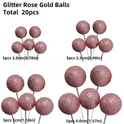20 Pcs Ball Cake Topper Decorations Mini Balloons Cake Topper Sticks Gold Balls Cake Picks Cake Topper Balls Cake Decorations