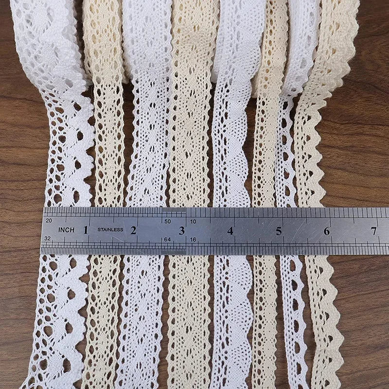 2/5M Cotton Lace Trim Vintage Lace Ribbon Crochet Cotton Lace Scalloped Edge for Bridal Wedding Decor DIY Craft Sewing Suppli