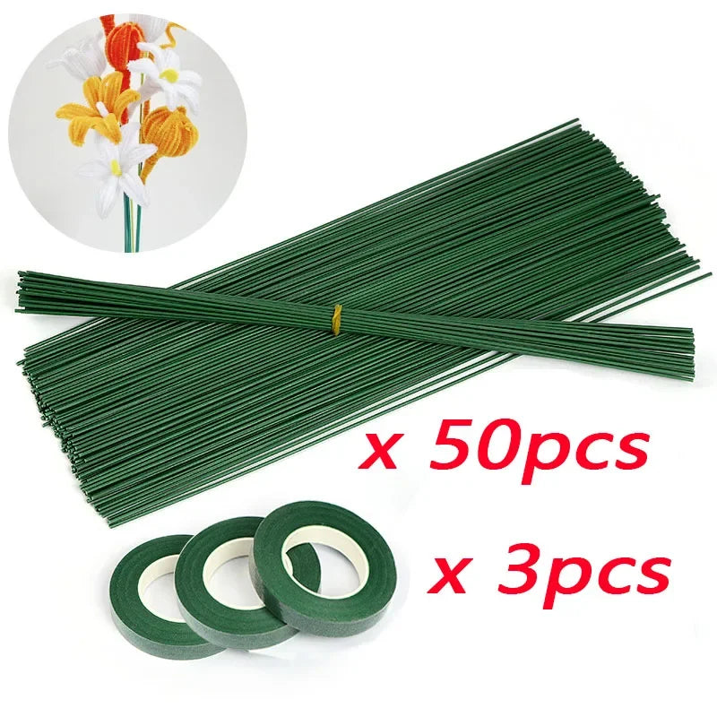 Artificial Flower Stem Wire Flower Pole Rod for diy Chenille Stems Stick Simulation Flower Material With Green Floriculture T