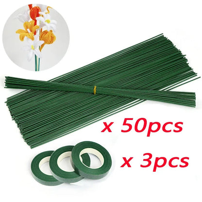 Artificial Flower Stem Wire Flower Pole Rod for diy Chenille Stems Stick Simulation Flower Material With Green Floriculture T