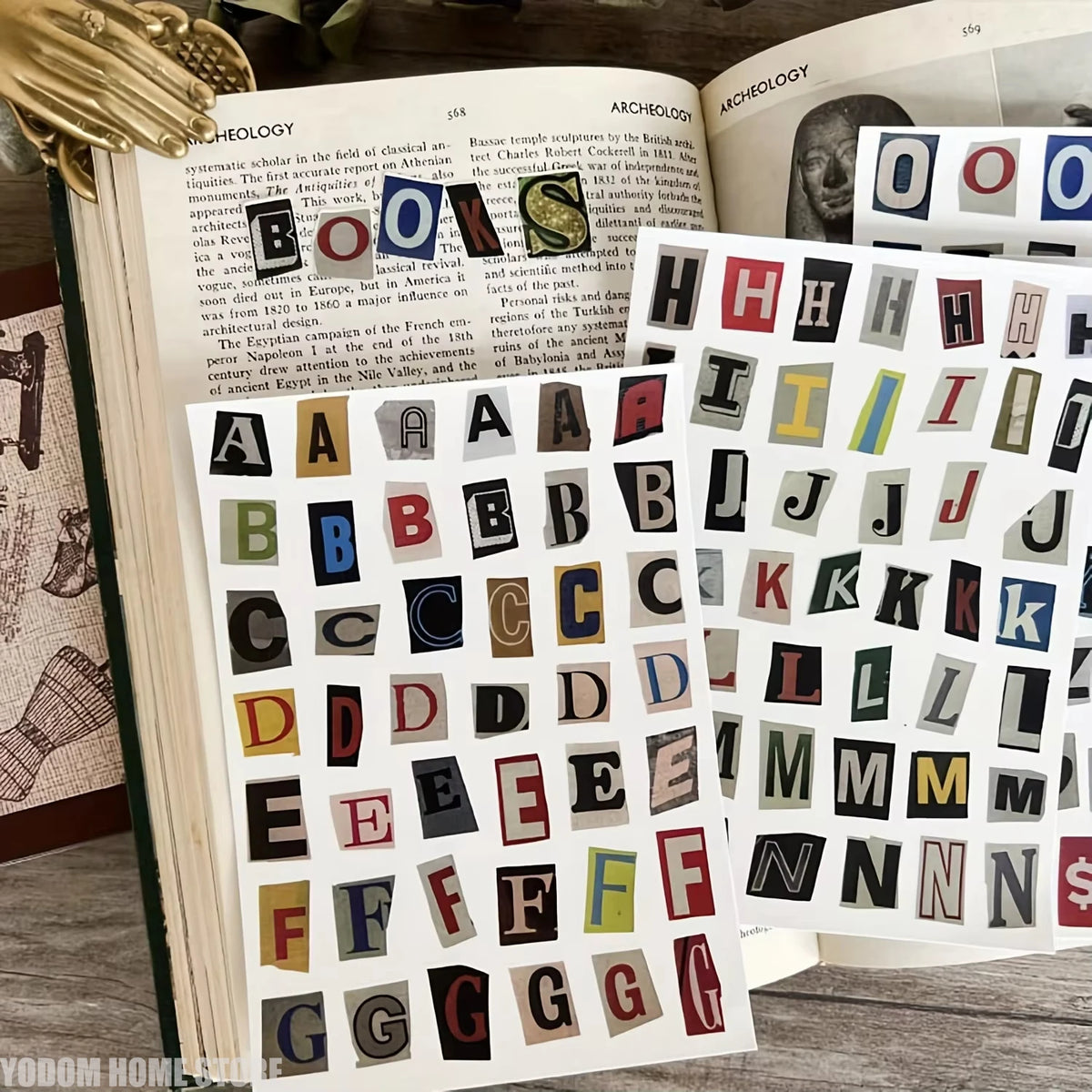 181PCS Vintage Alphabet Stickers - 4-Sheet English Letter & Number Pack for Journaling