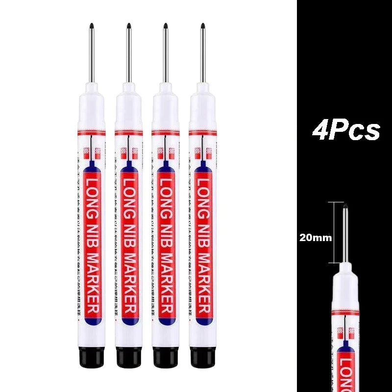 4Pcs/Set 20mm Deep Hole Long Nib Head Markers For Metal Perforating Pen Waterproof Bathroom Woodworking Decoration Multi-Purp