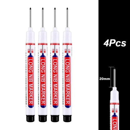 4Pcs/Set 20mm Deep Hole Long Nib Head Markers For Metal Perforating Pen Waterproof Bathroom Woodworking Decoration Multi-Purp