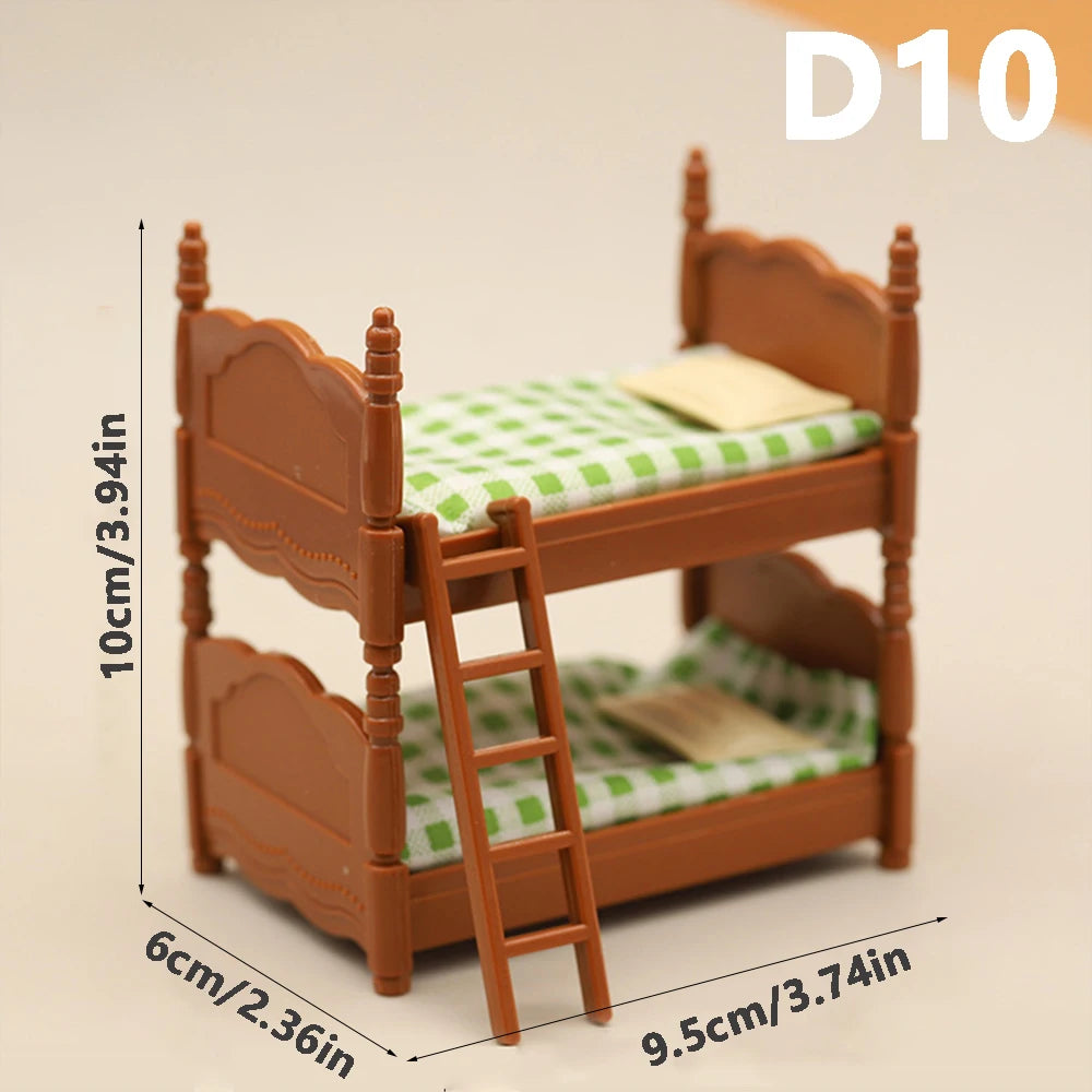 1:12 Miniature Furniture Forest Family Kitchen Toy Dining Table Dollhouse Accessories Bathroom Pretend Play For Girl Gifts To