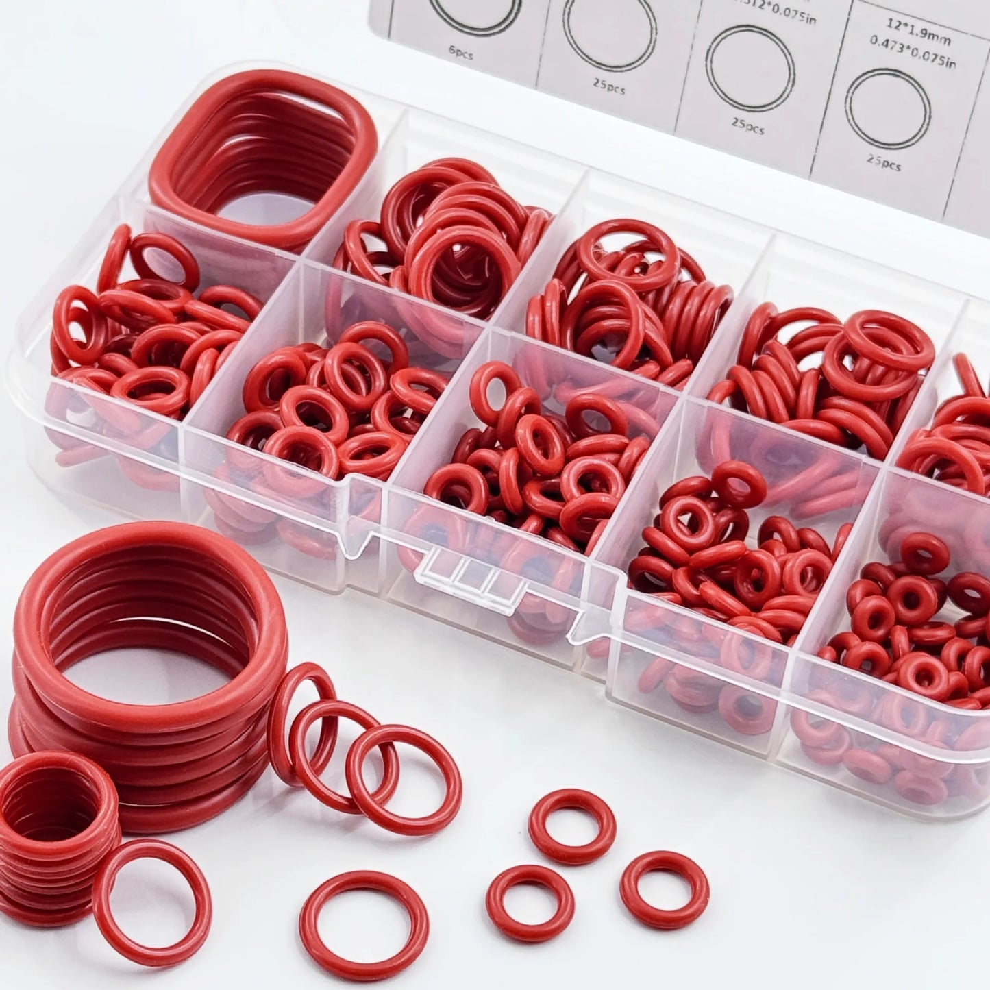 351pcs Silicone O-Ring Set, 10 Sizes, Oil and Heat Resistant, Suitable for Cars and Pipelines