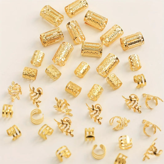 40/80PCS Elegant Hollow Out Hair Rings For Women Girls DIY Hair Accessories Loc Hair Jewelry for Braids