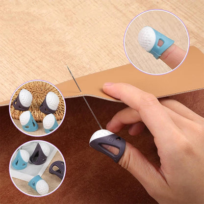 Silicone Sewing Thimbles Anti-slip Finger Protectors Sewing Finger Tips Hollowed Cover Sleeve DIY Hand Cross-stitch Sewing To