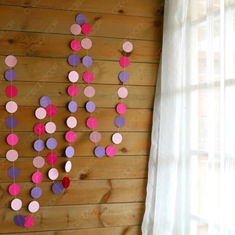 Macaron Colored Circle Garlands Decorations for Classroom Room Baby Shower Birthday Party Decor Wall Hanging Dots Paper Strin
