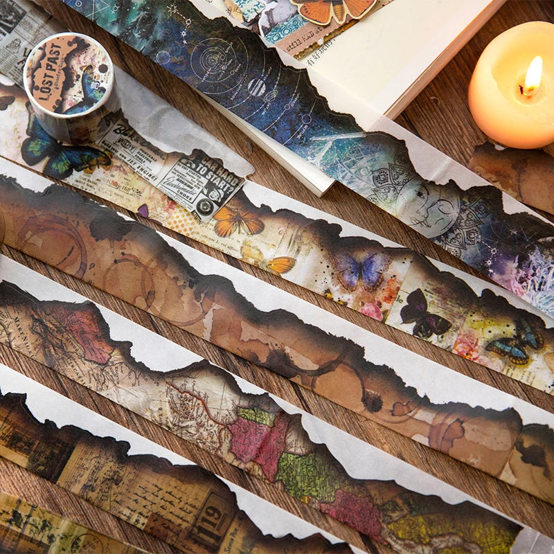 Masking Tape, Vintage Washi Tape Set, Decorative Self-Adhesive Tape for Journaling, Scrapbooking Supplies, DIY Card Decor