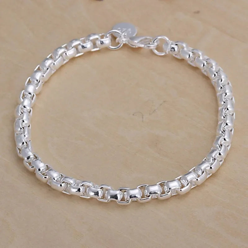 Fine Noble 925 Sterling Silver Solid Chain Bracelet For Women Men Charm Party Gift Wedding party Fashion Jewelry - H157