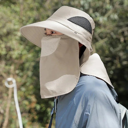 Wide Brim Outdoor Sun Hat Breathable Full Face Sun Shield Cap Anti Uv Fishing Travel Sports Sunshade Hat For Daily Outdoor Us