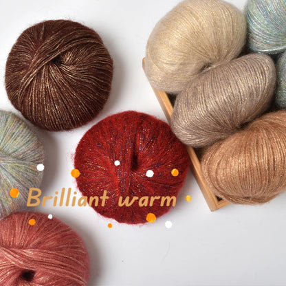 Crochet Mohair Yarn, Glisten Sequin Soft Yarn, DIY Knitting Thread for Sweaters, Baby Clothes, Shawls, Hats, Handmade Project