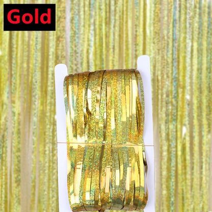 3/2/1Pack Party Backdrop Curtains Glitter Gold Tinsel Fringe Foil Curtain Birthday Wedding Decoration Adult Anniversary Decor