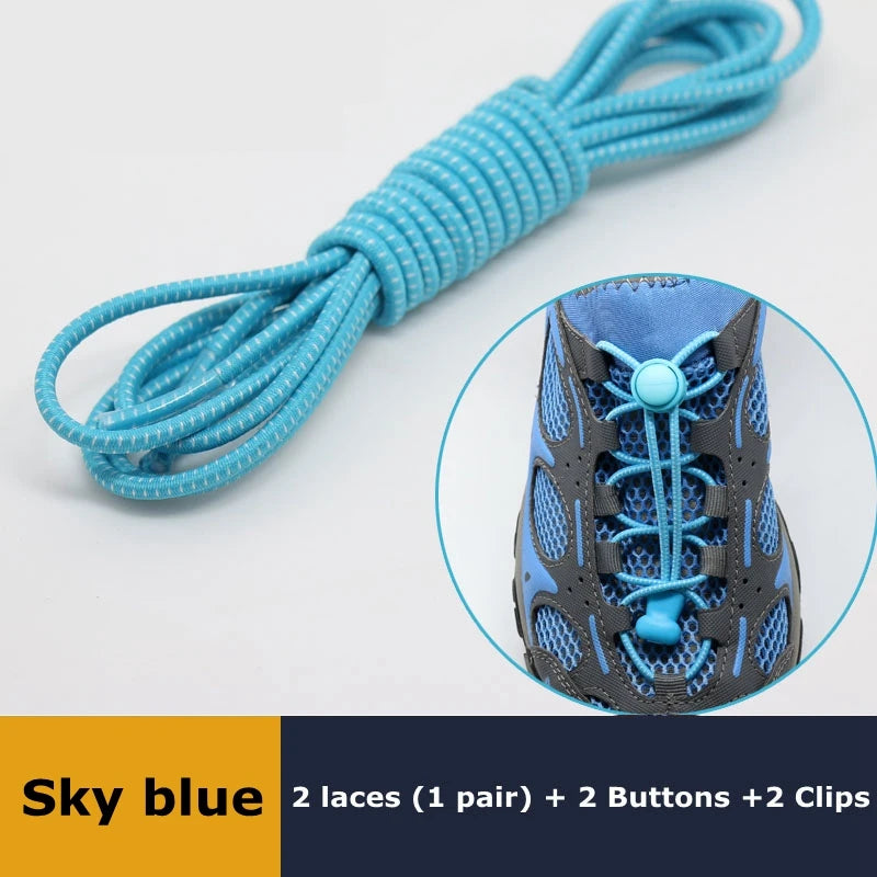 1Pair Shoelaces for Sneaker Elastic No Tie Shoe Laces Stretching Lock Lazy Laces Quick Rubber Shoelace Round Shoestrings - SK