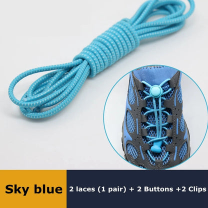 1Pair Shoelaces for Sneaker Elastic No Tie Shoe Laces Stretching Lock Lazy Laces Quick Rubber Shoelace Round Shoestrings - SK