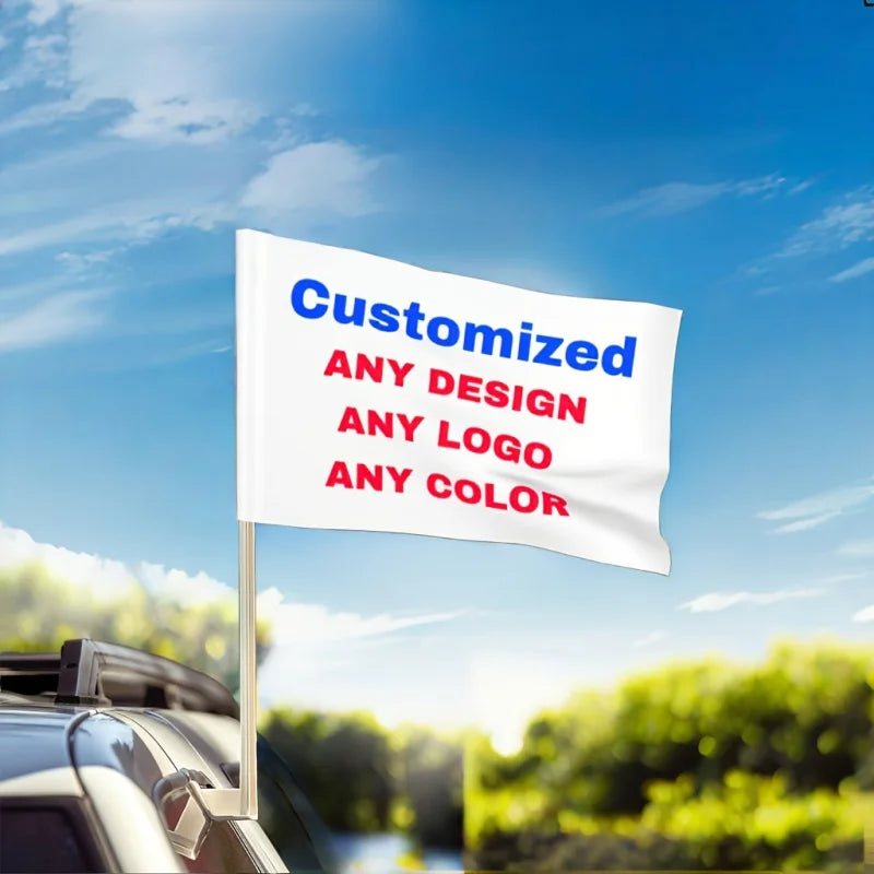 Customizable Car Flag - Personalize with Your Logo or Design, Patriotic Banner for Sports Events, Parades & Car Decoration