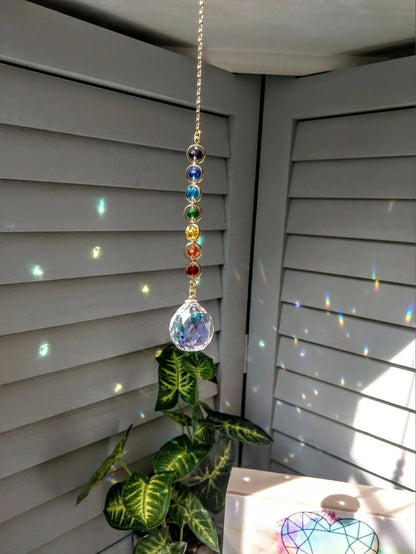1pc Crystal Suncatcher Mobile Meditation Home Decor Rainbow Maker Prism Suncatcher (Rainbow and Fantasy)